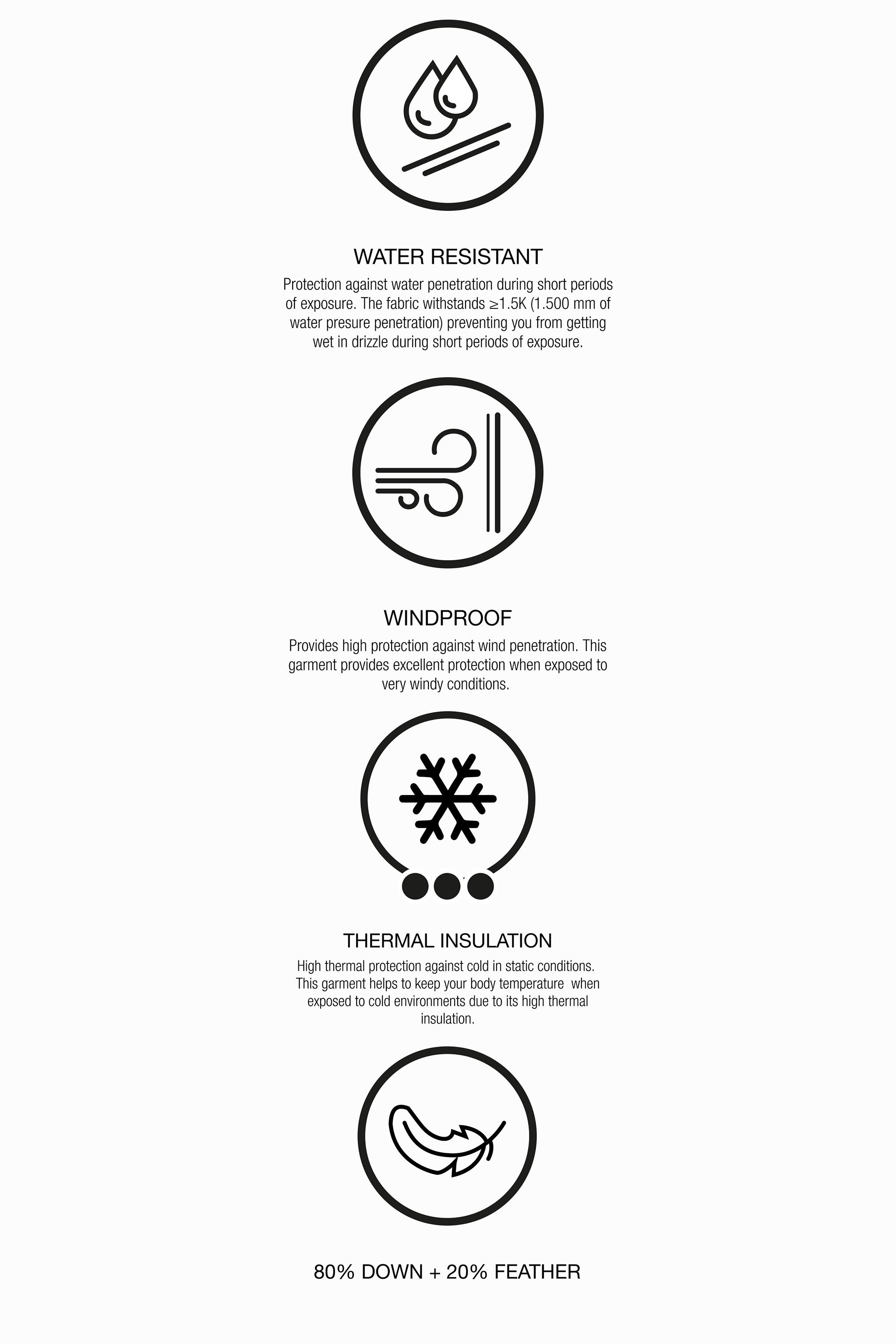 DOWN FEATHER PUFFER JACKET WITH BELT, WATER-RESISTANT AND WINDPROOF, RECCO® SYSTEM, SKI COLLECTION